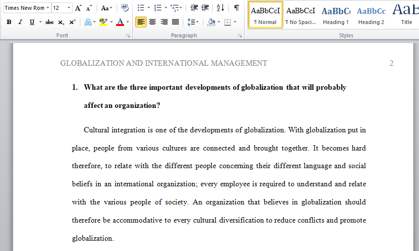  Globalization and International Management
