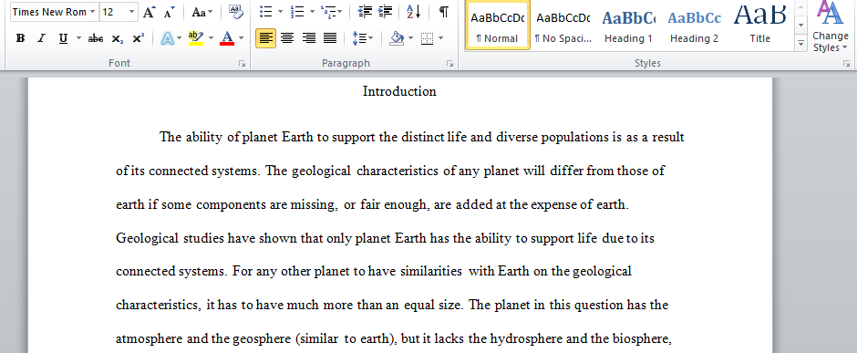 the Geological Characteristics of Planet Earth and another Planet 