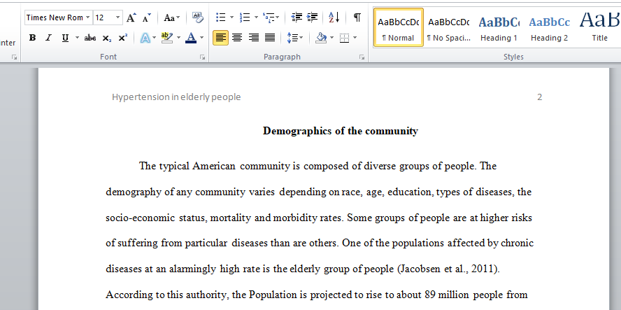 Demographics of the community