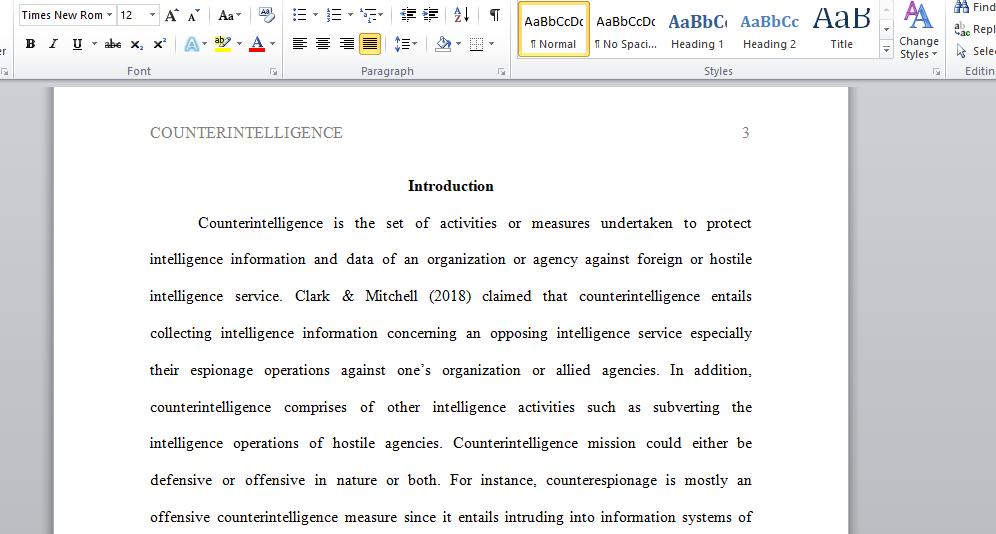 Describe the Counterintelligence