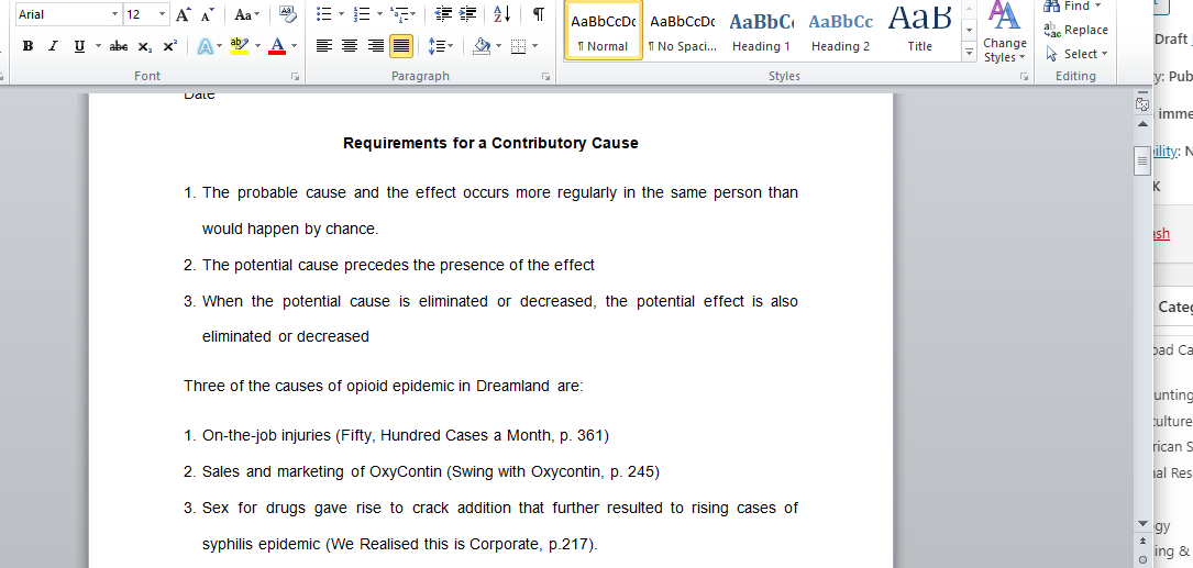 Requirements for a Contributory Cause