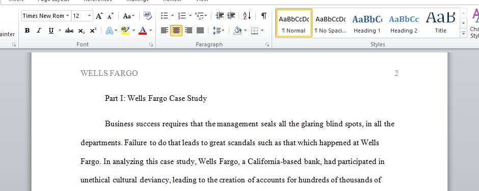 Wells Fargo Case Study