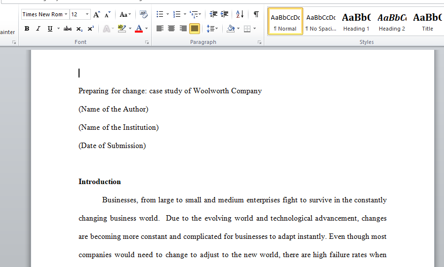 case study of Woolworth Company