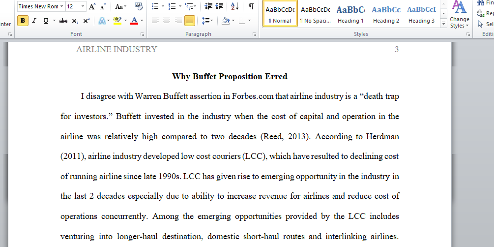 discuss on the Sustainability in the Airline Industry