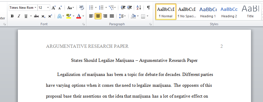 ARGUMENTATIVE RESEARCH PAPER