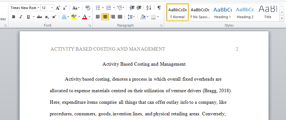 Activity Based Costing and Management