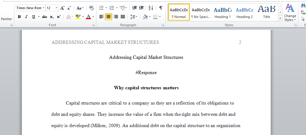 Addressing Capital Market Structures