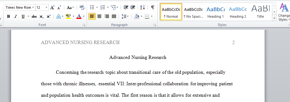 Advanced Nursing Research