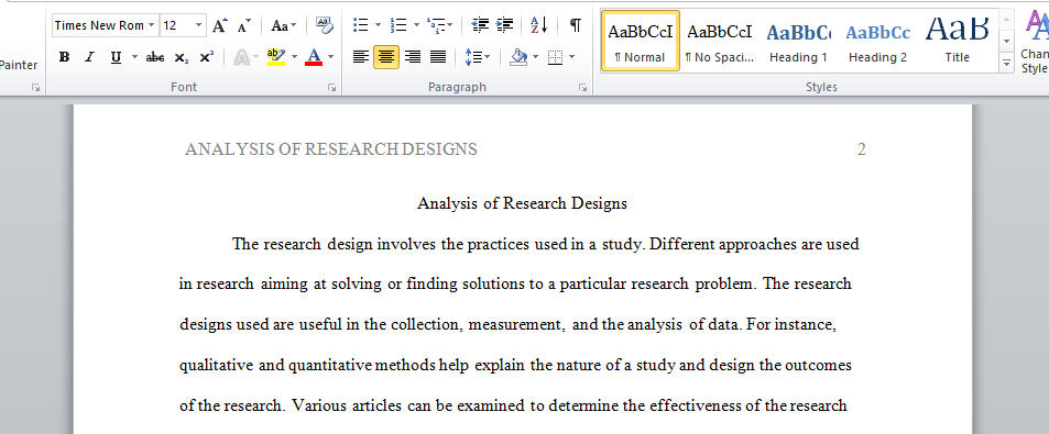Analysis of Research Designs