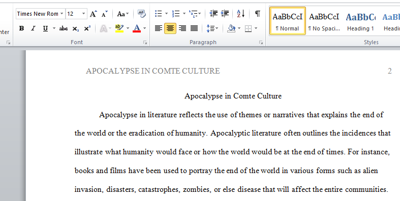 Apocalypse in Comte Culture
