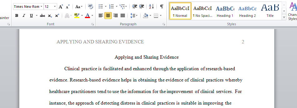 Applying and Sharing Evidence