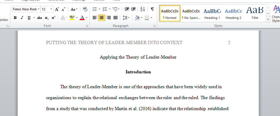 Applying the Theory of Leader-Member