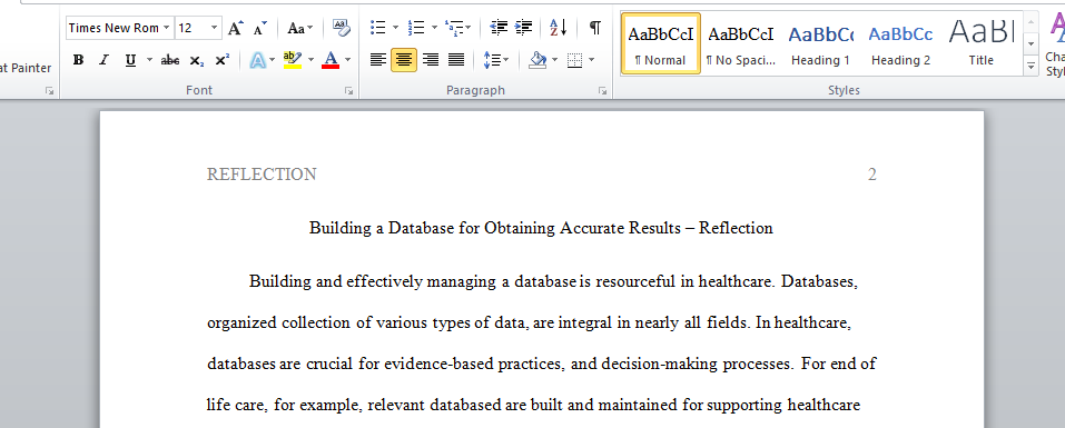 Building a Database for Obtaining Accurate Results