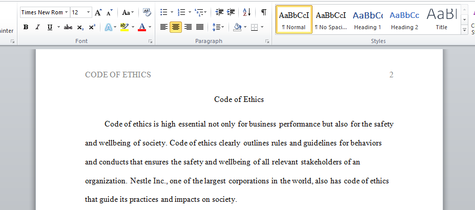 Code of Ethics