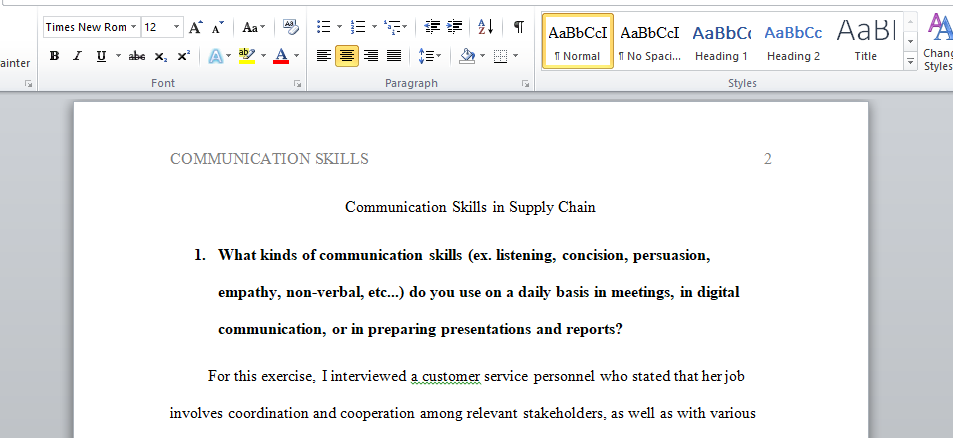 Communication Skills in Supply Chain
