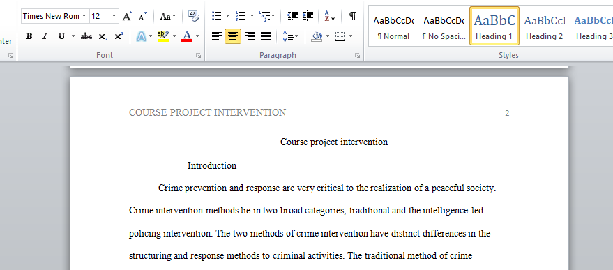 Course project intervention