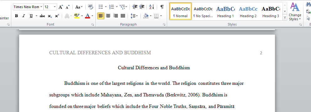 Cultural Differences and Buddhism