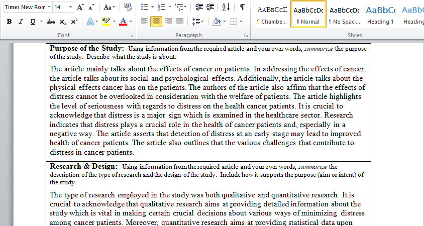 Describe the distress effect of cancer to patients