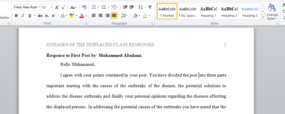 Diseases of the Displaced-Class Responses