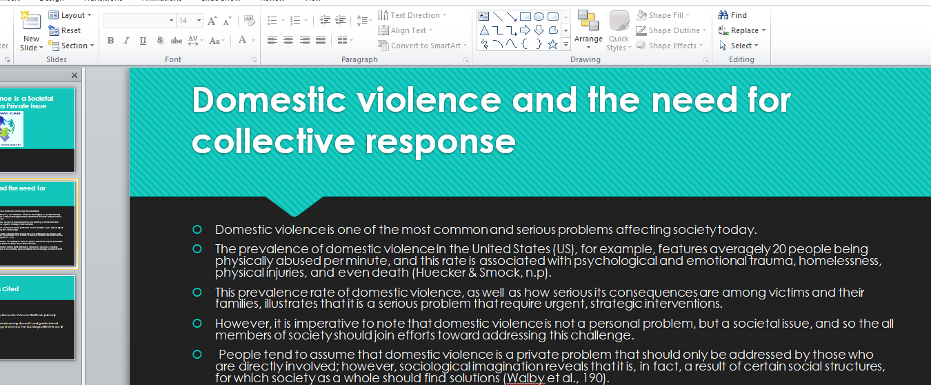 Domestic violence and the need for collective response