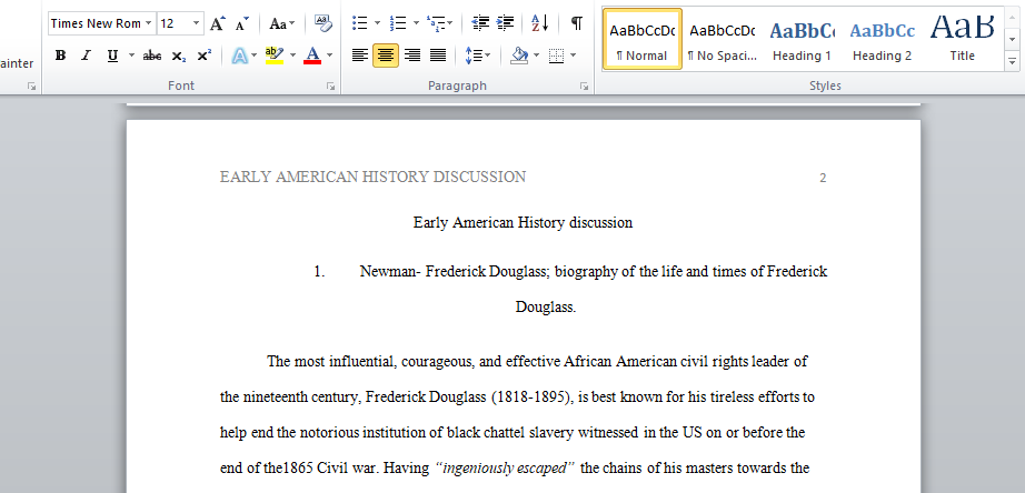 Early American History discussion