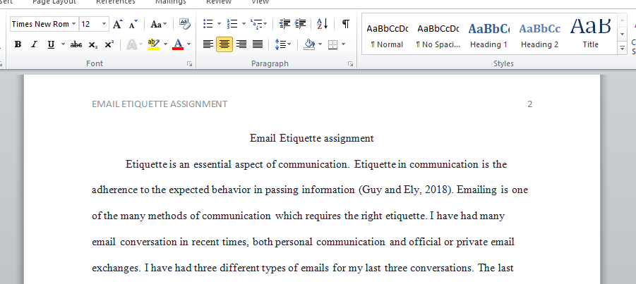 Email Etiquette assignment