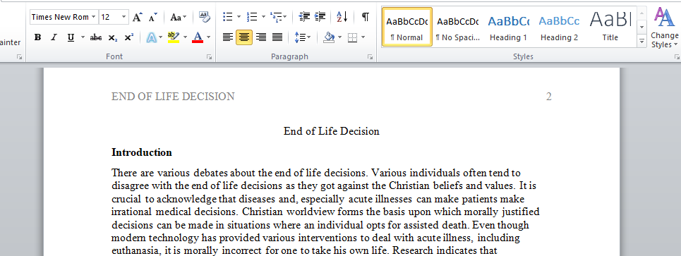 End of Life Decision