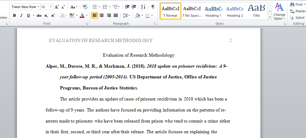 Evaluation of Research Methodology