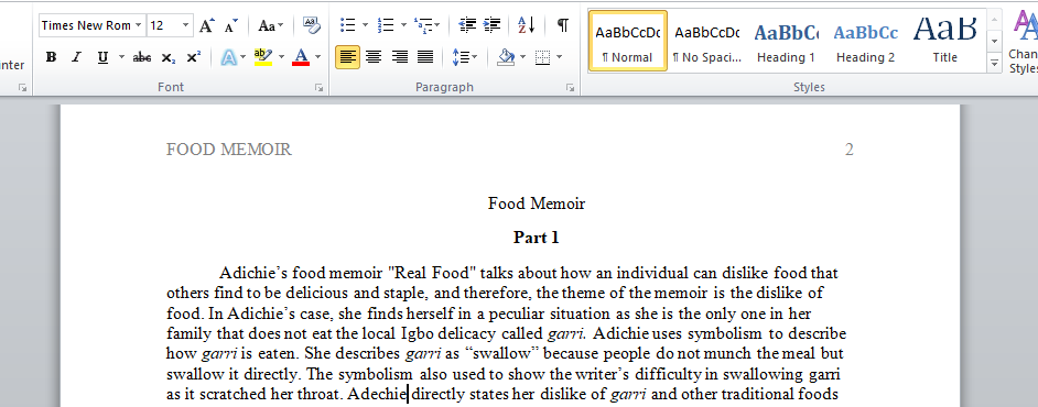 Food Memoir