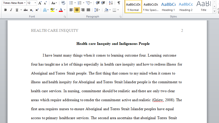 Health care Inequity and Indigenous People