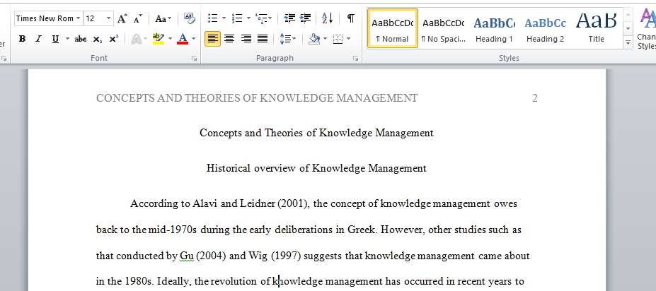 Historical overview of Knowledge Management