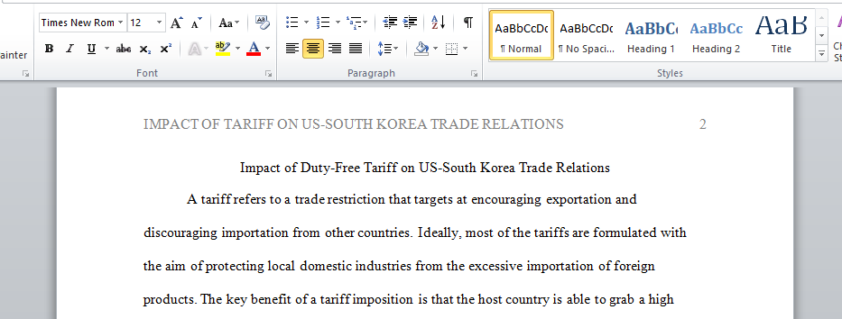 Impact of Duty-Free Tariff