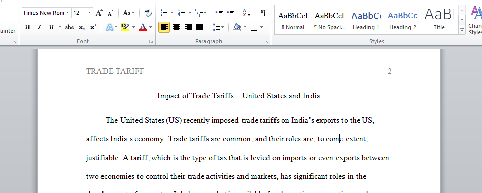 Impact of Trade Tariffs