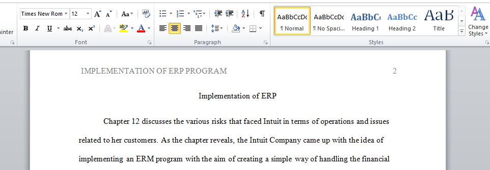 Implementation of ERP
