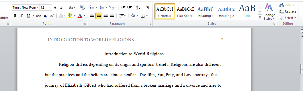 Introduction to World Religions