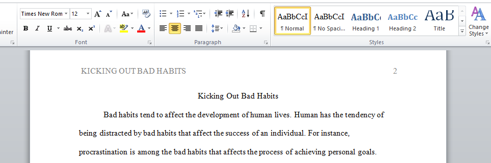 paragraph on habits