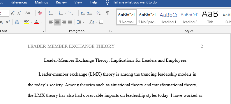 Leader-Member Exchange theory