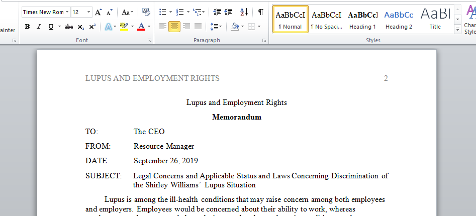 Lupus and Employment Rights