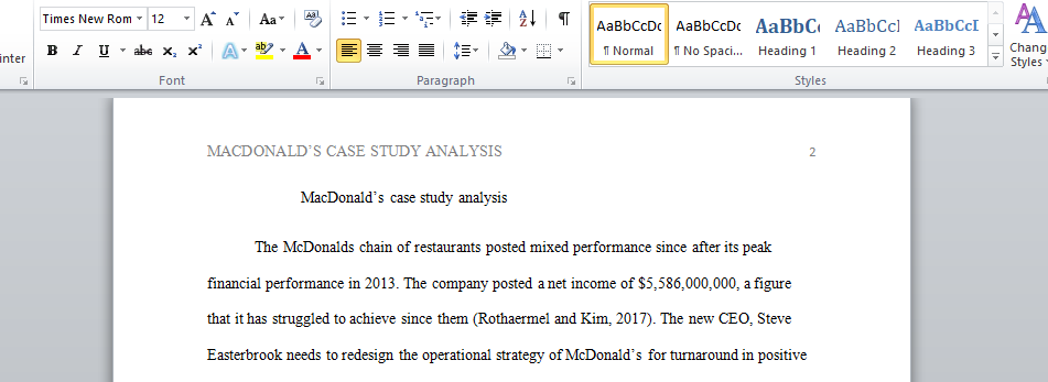 MacDonald’s case study analysis