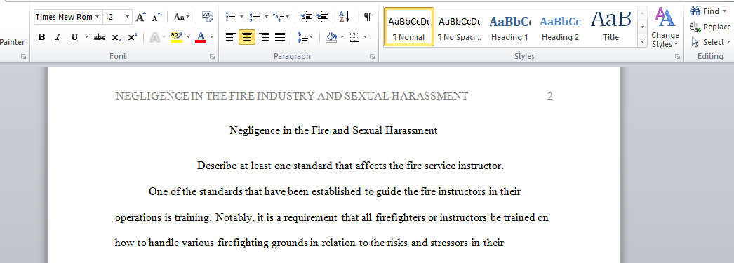 Negligence in the Fire and Sexual Harassment