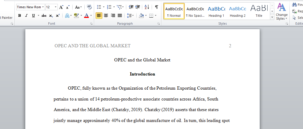 OPEC and the Global Market