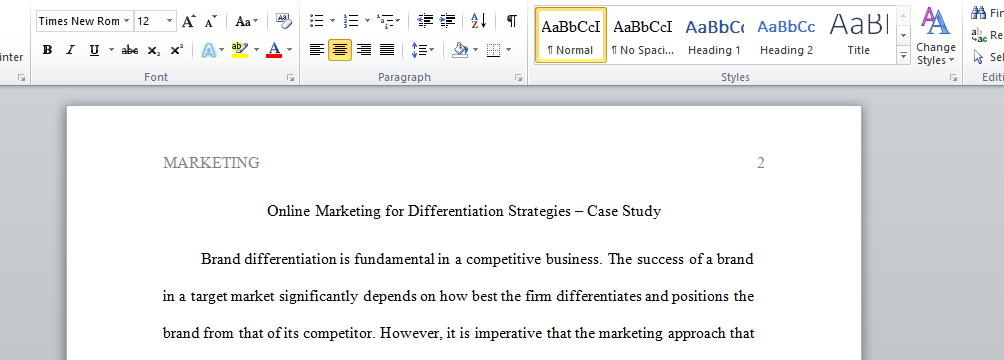 Online Marketing for Differentiation Strategies