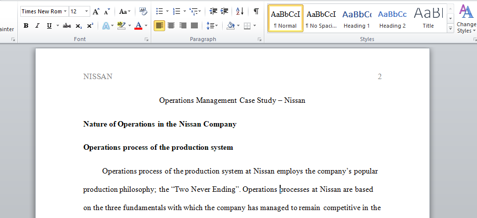 Operations Management Case Study