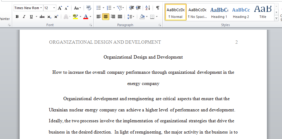 Organizational Design and Development