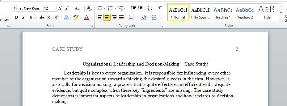 Organizational Leadership and Decision-Making