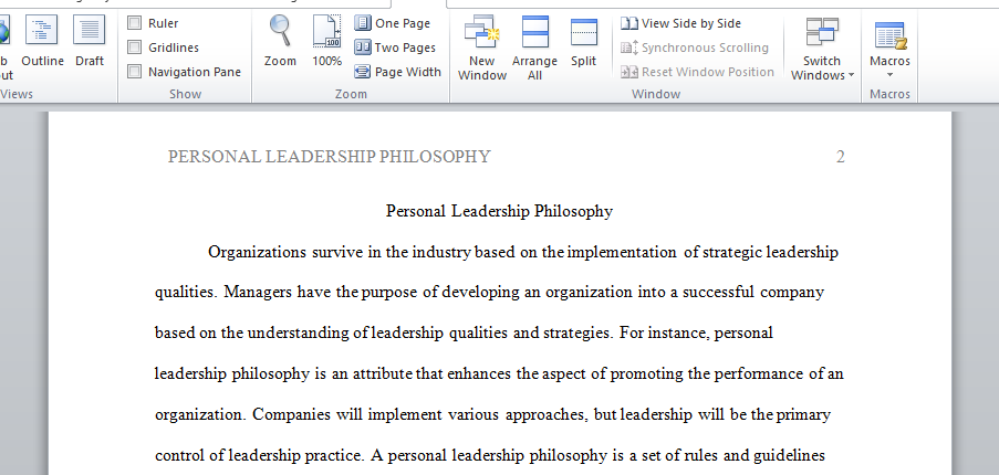 Personal Leadership Philosophy