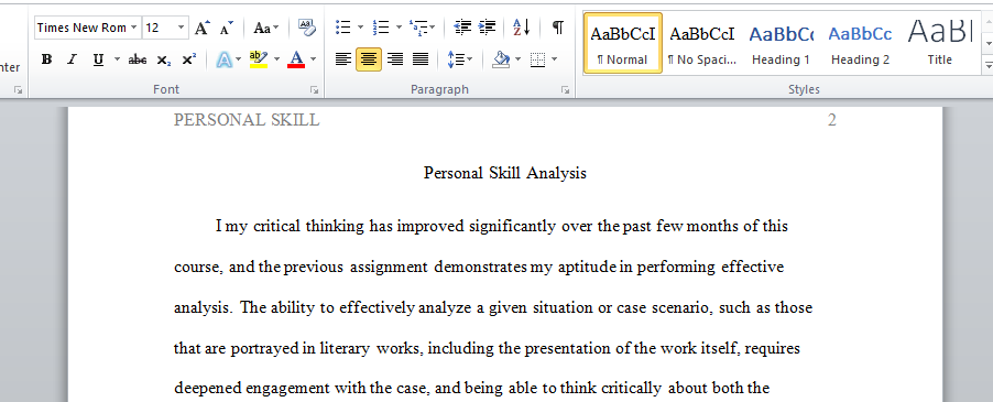 Personal Skill Analysis