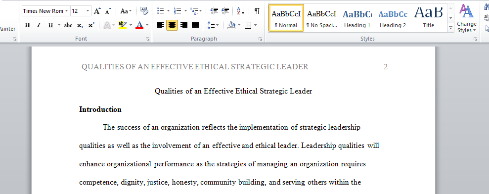 Qualities of an Effective Ethical Strategic Leader