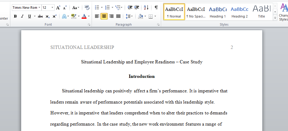 Situational Leadership and Employee Readiness