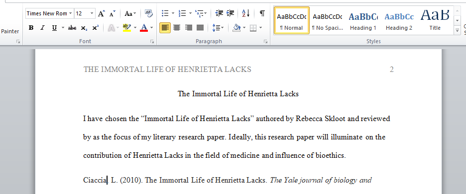 The Immortal Life of Henrietta Lacks